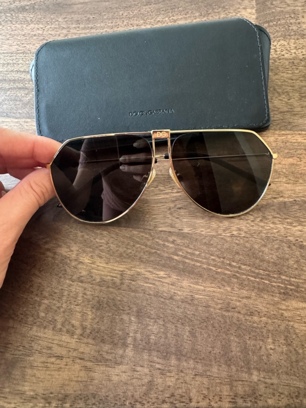 Dolce & Gabbana Gold Frame Sunglasses with Black Lenses